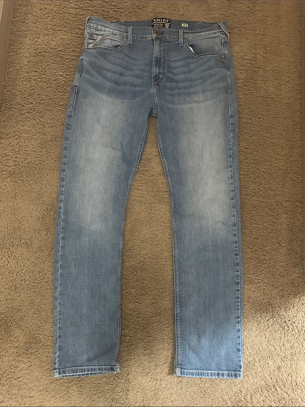 Ariat Men's Washed Blue M8 Slim Leg Jeans